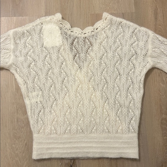 Sezane Nathalia Sweater Ecru Cream Wool Kid Mohair Blend V-neck NWT Size Medium - Picture 10 of 16